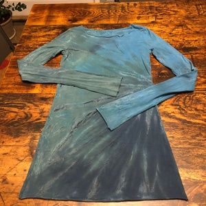 Hard Tail Forever Long Skinny Tee Teal Tie Dye